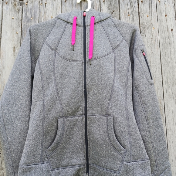 Athleta Home Team Shearling Lined Sweater Size Small Hooded Jacket Full Zip Up - Picture 2 of 8